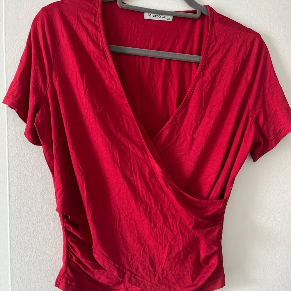 Micros Women's Red Wrap Top